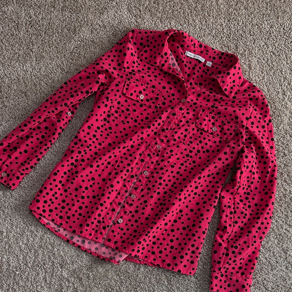 Pink Polka Dot Button-Up Shirt